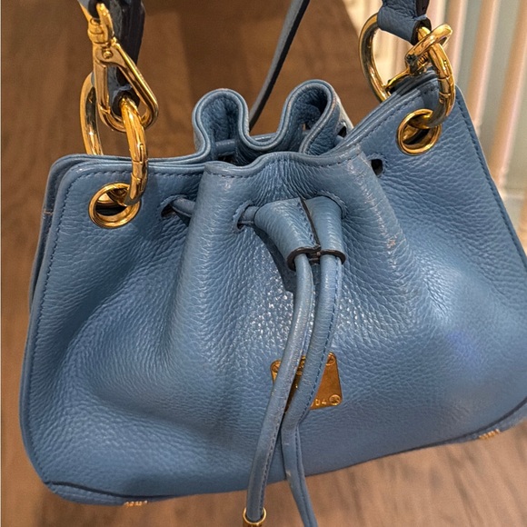 MCM Handbags - MCM mini bucket Blue Pebble Leather 2Way shoulder bag.  like new.